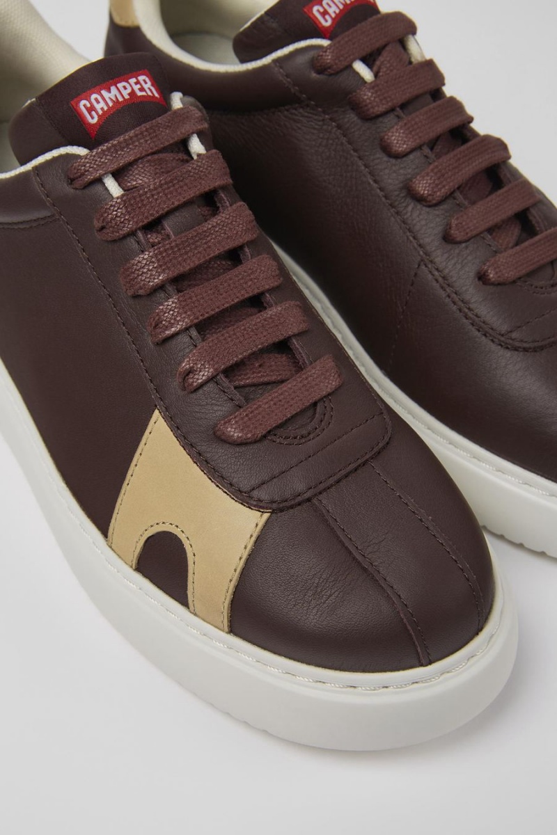 Brown Women's Camper Twins Leather Nubuck Sneakers | 4059187-ES