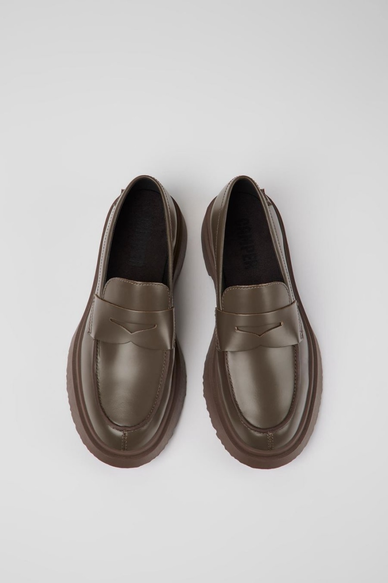 Brown Women's Camper Walden Leather Loafers | 5206437-MZ