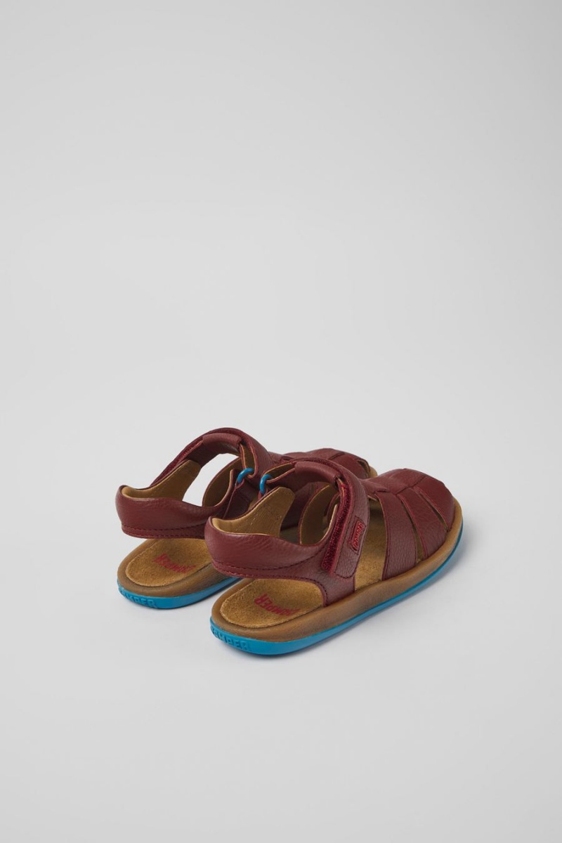 Burgundy Boys' Camper Bicho Leather Sandals | 3548276-ZX