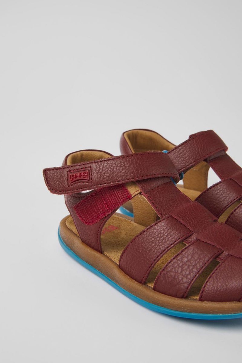 Burgundy Boys' Camper Bicho Leather Sandals | 3548276-ZX