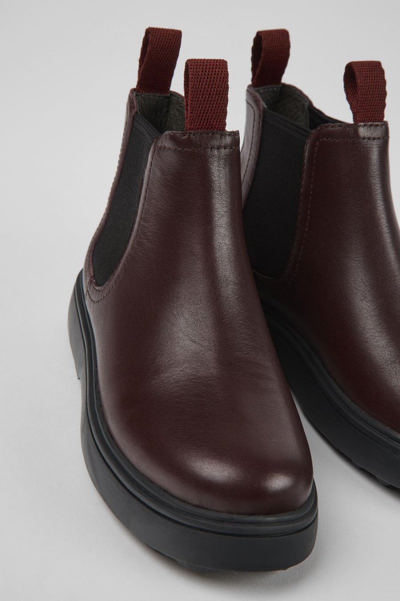 Burgundy Girls' Camper Norte Leather Chelsea Boots | 5680374-ZD