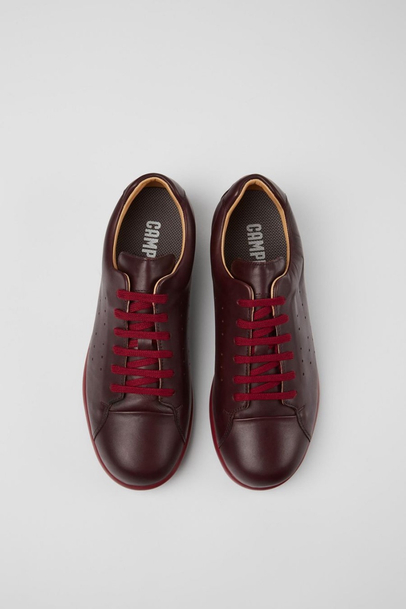 Burgundy Men's Camper Pelotas Xlite Leather Sneakers | 6905723-NR