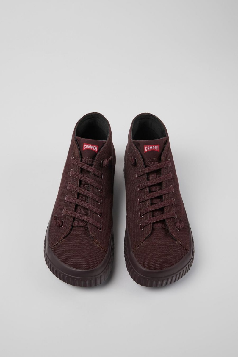 Burgundy Men's Camper Peu Roda Recycled Cotton Sneakers | 4752319-ZU