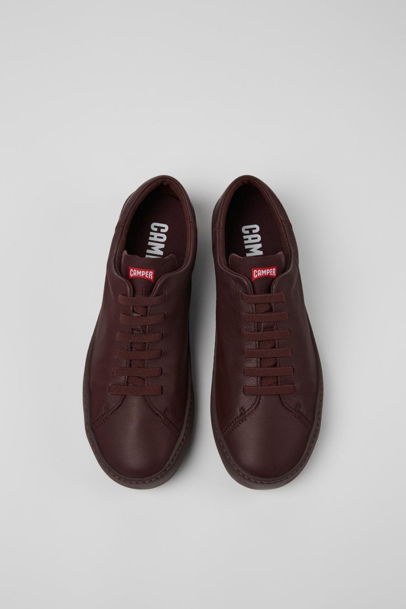 Burgundy Men's Camper Peu Touring Leather Sneakers | 9586701-QR