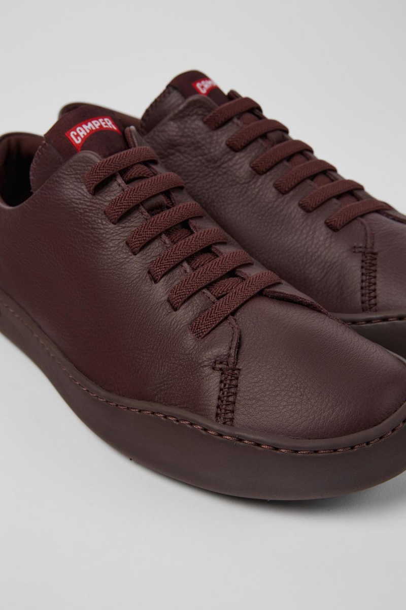 Burgundy Men's Camper Peu Touring Leather Sneakers | 9586701-QR