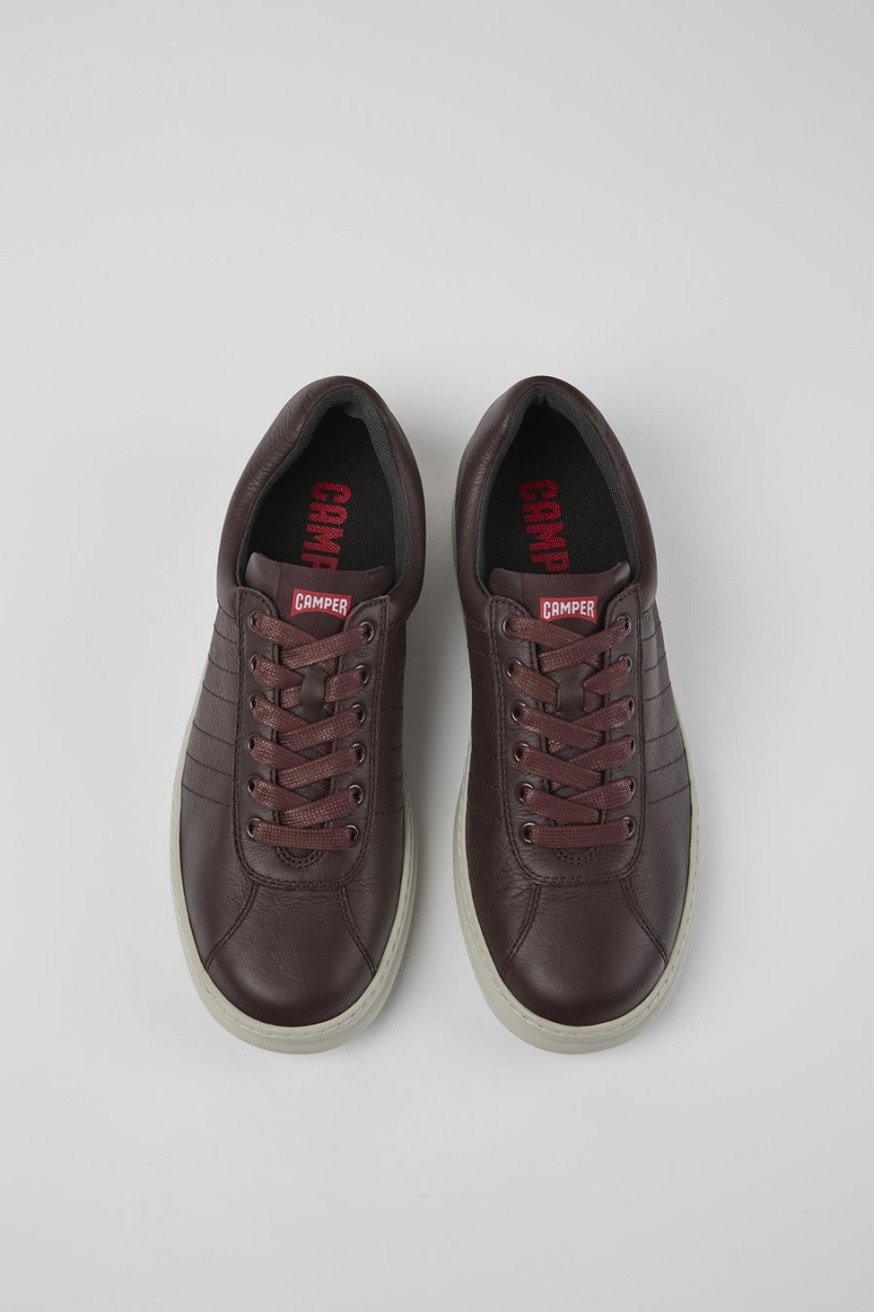 Burgundy Men's Camper Runner Leather Sneakers | 4052638-AX