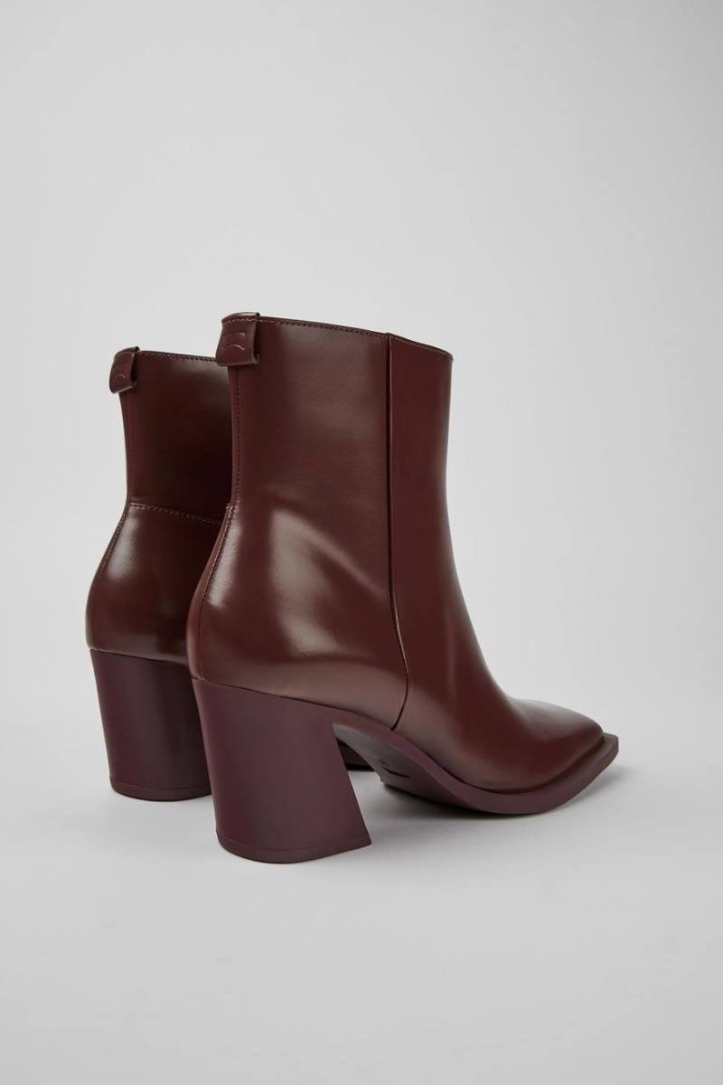 Burgundy Women's Camper Karole Leather Ankle Boots | 5031294-JV