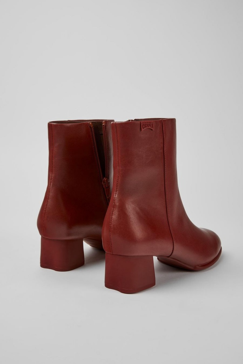 Burgundy Women's Camper Katie Leather Ankle Boots | 8506491-CE