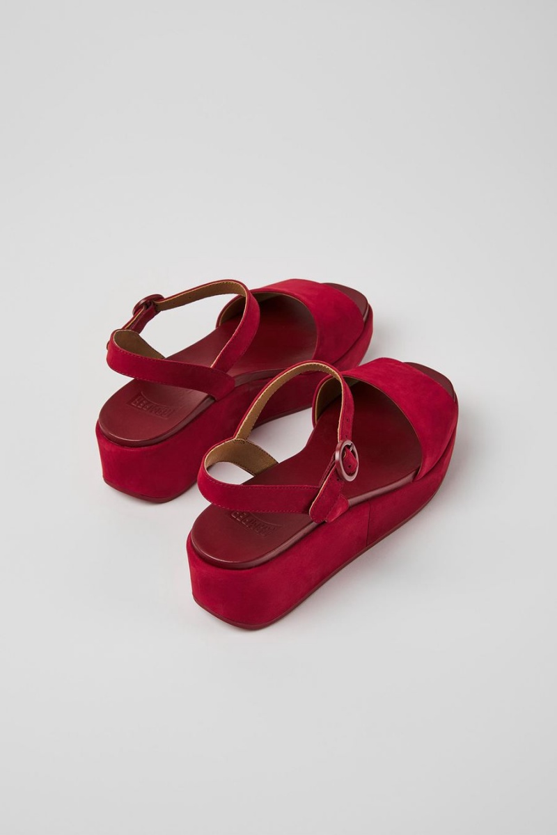 Burgundy Women's Camper Misia Nubuck Sandals | 1037649-WZ