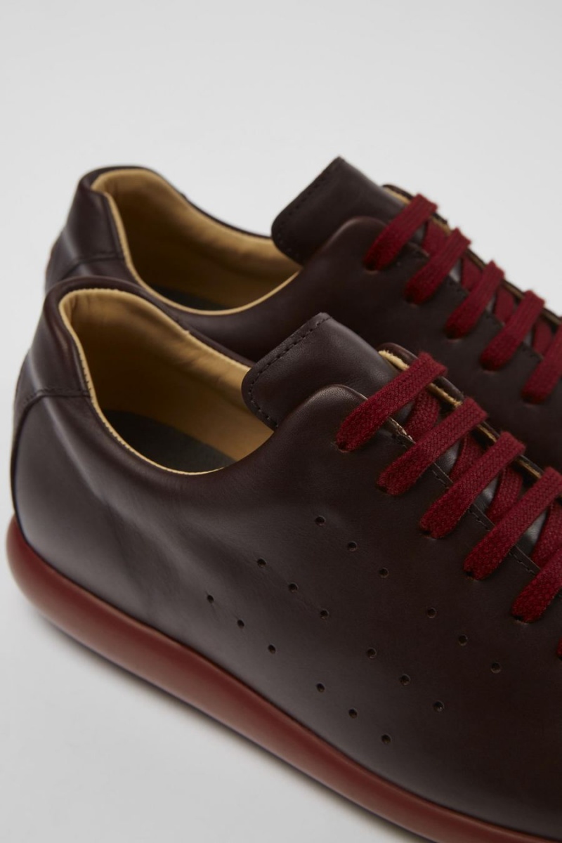 Burgundy Women's Camper Pelotas Xlite Leather Sneakers | 9712648-CQ