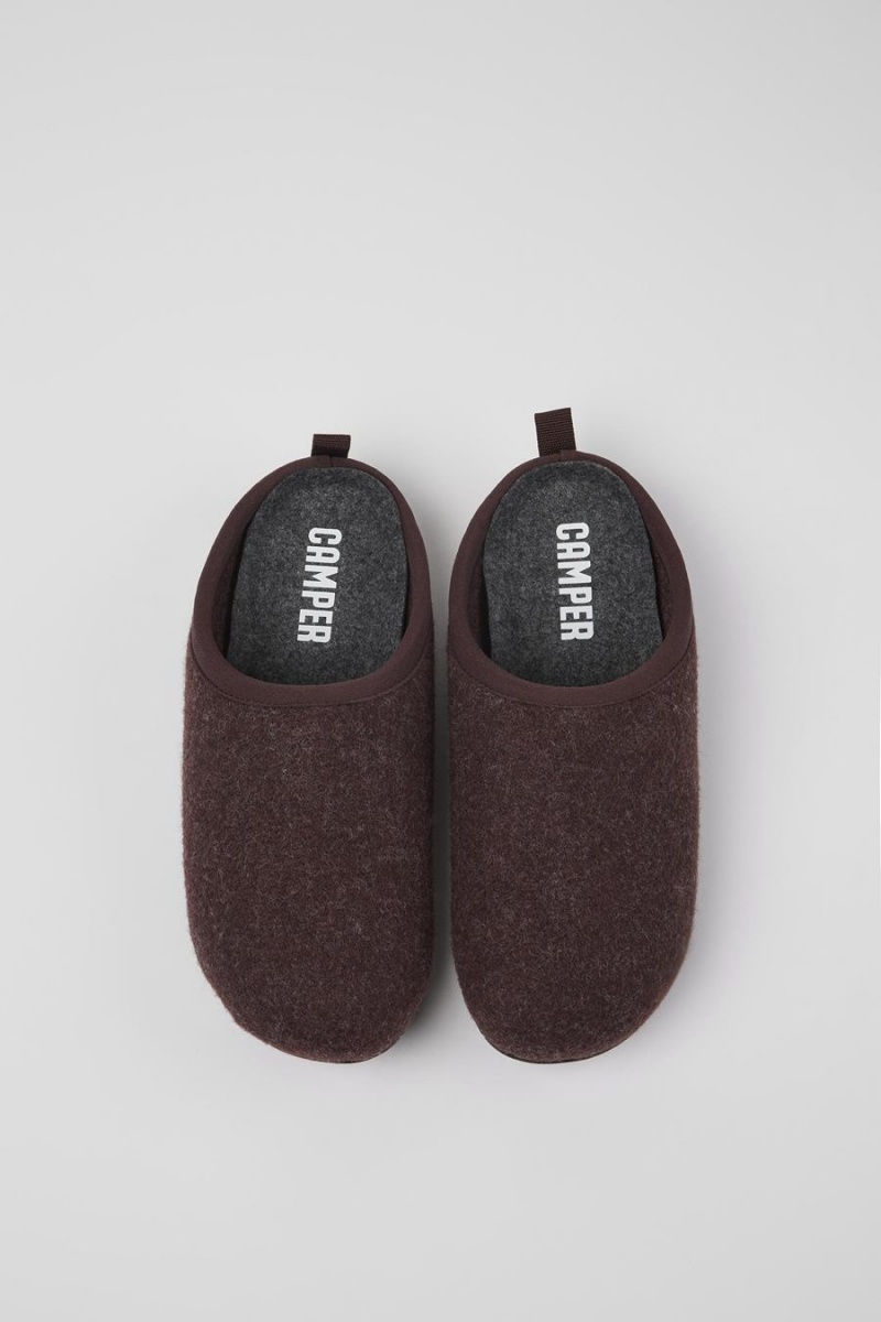 Burgundy Women's Camper Wabi Wool Slippers | 5368792-WP