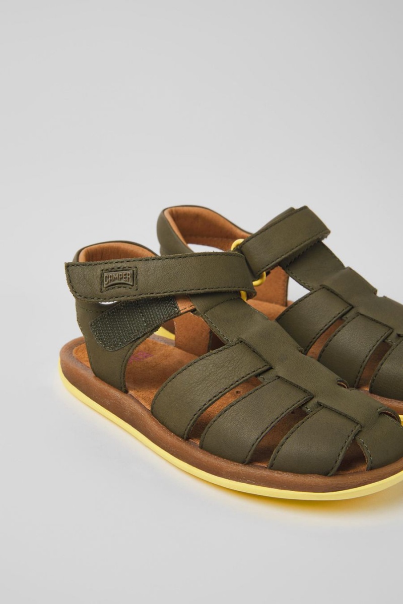 Green Boys' Camper Bicho Leather Sandals | 3812970-HO