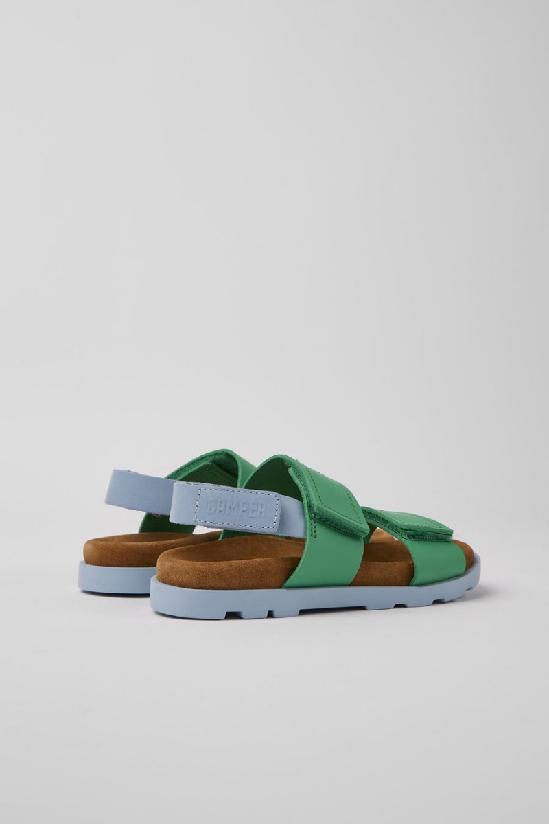 Green Boys' Camper Brutus Leather Sandals | 4267093-FC