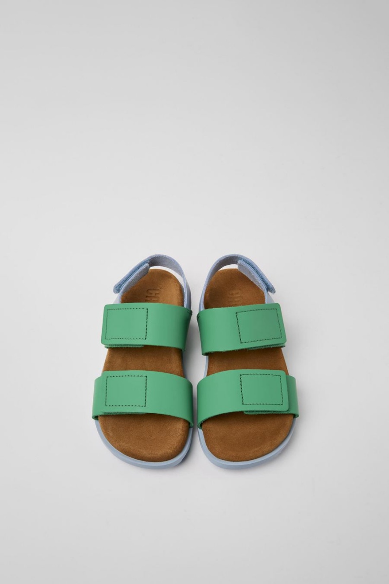 Green Boys' Camper Brutus Leather Sandals | 4267093-FC