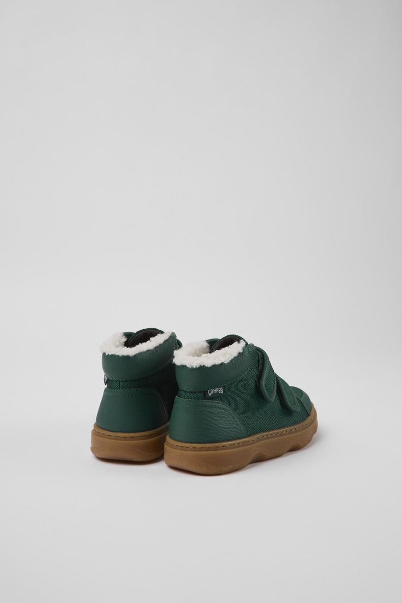 Green Boys' Camper Leather Textile Ankle Boots | 1743698-VU