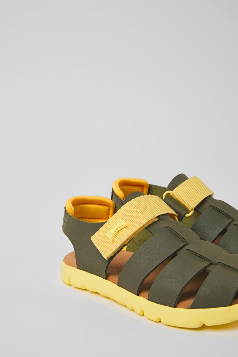 Green Boys' Camper Oruga Leather Sandals | 6081932-KB