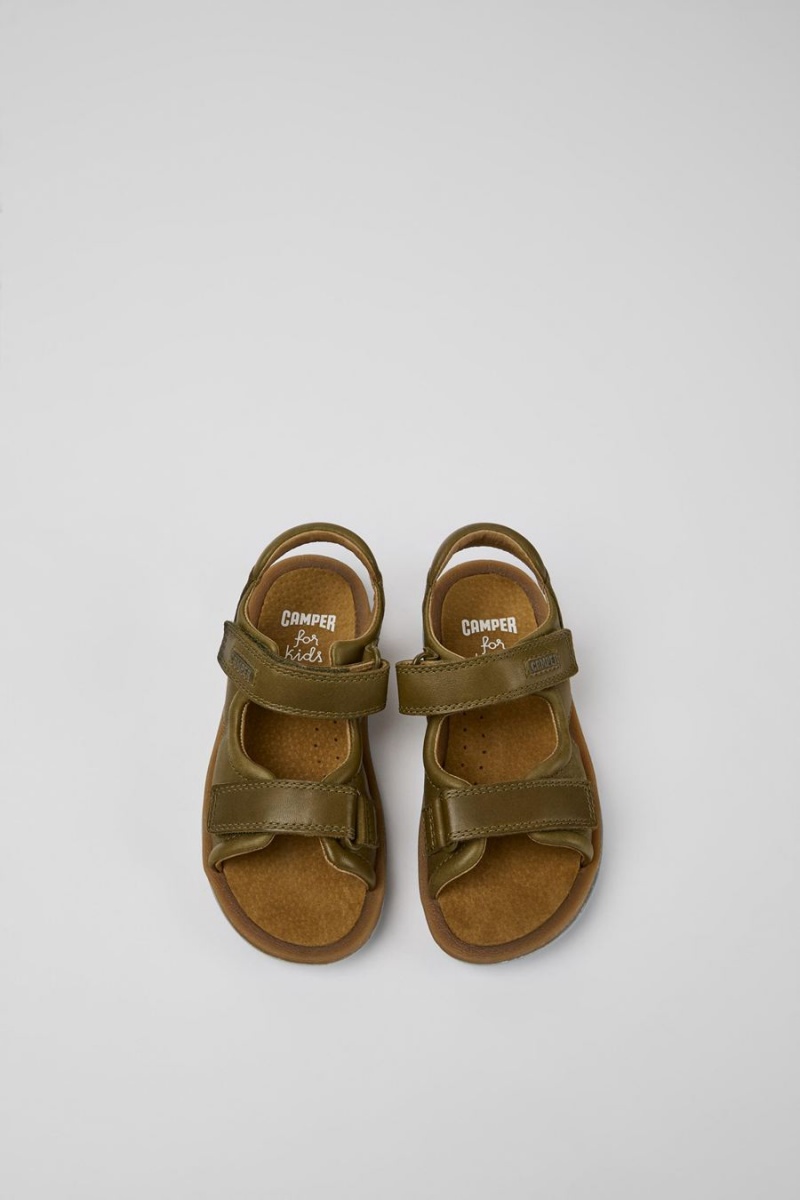 Green Girls' Camper Bicho Leather Sandals | 3725416-AK