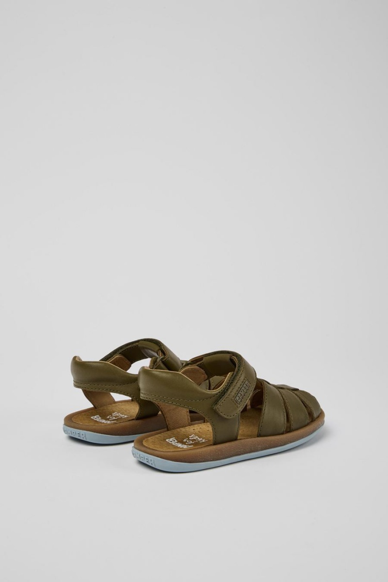 Green Girls' Camper Bicho Leather Sandals | 9763152-SF