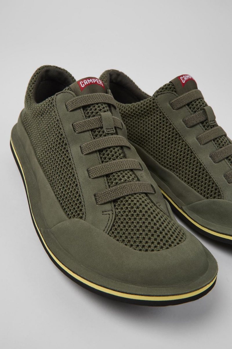 Green Men's Camper Beetle Textile Nubuck Sneakers | 0854671-PF