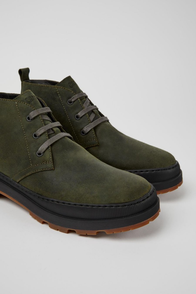 Green Men's Camper Brutus Trek Michelin Nubuck Ankle Boots | 7615023-EQ