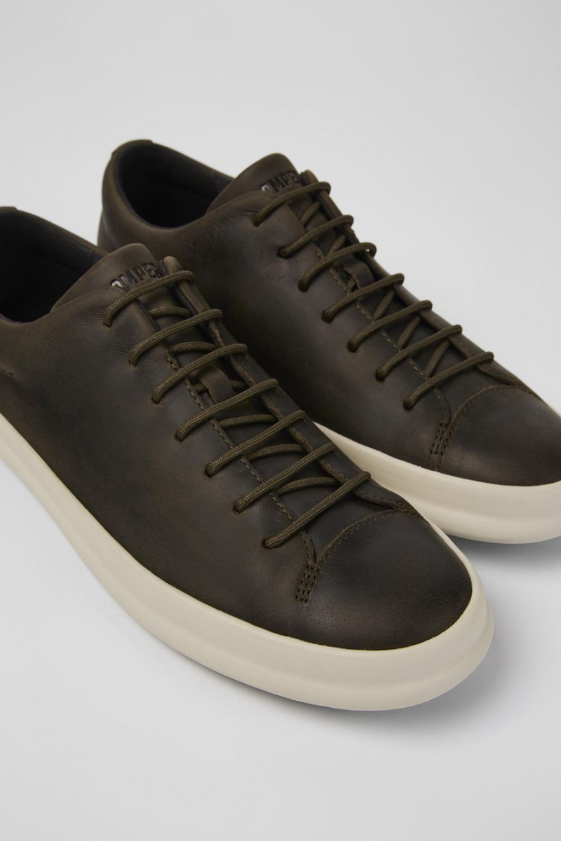 Green Men's Camper Chasis Leather Sneakers | 9143507-XR