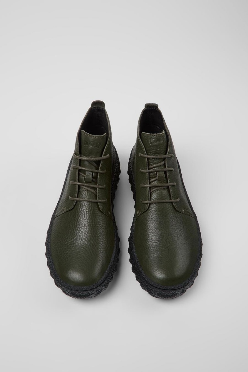 Green Men's Camper Ground Michelin Leather Ankle Boots | 7415082-UD