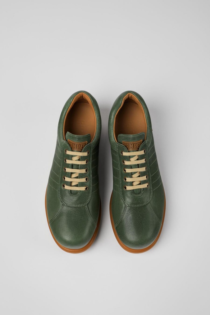 Green Men's Camper Pelotas Vegetable Tanned Leather Sneakers | 5429831-BL