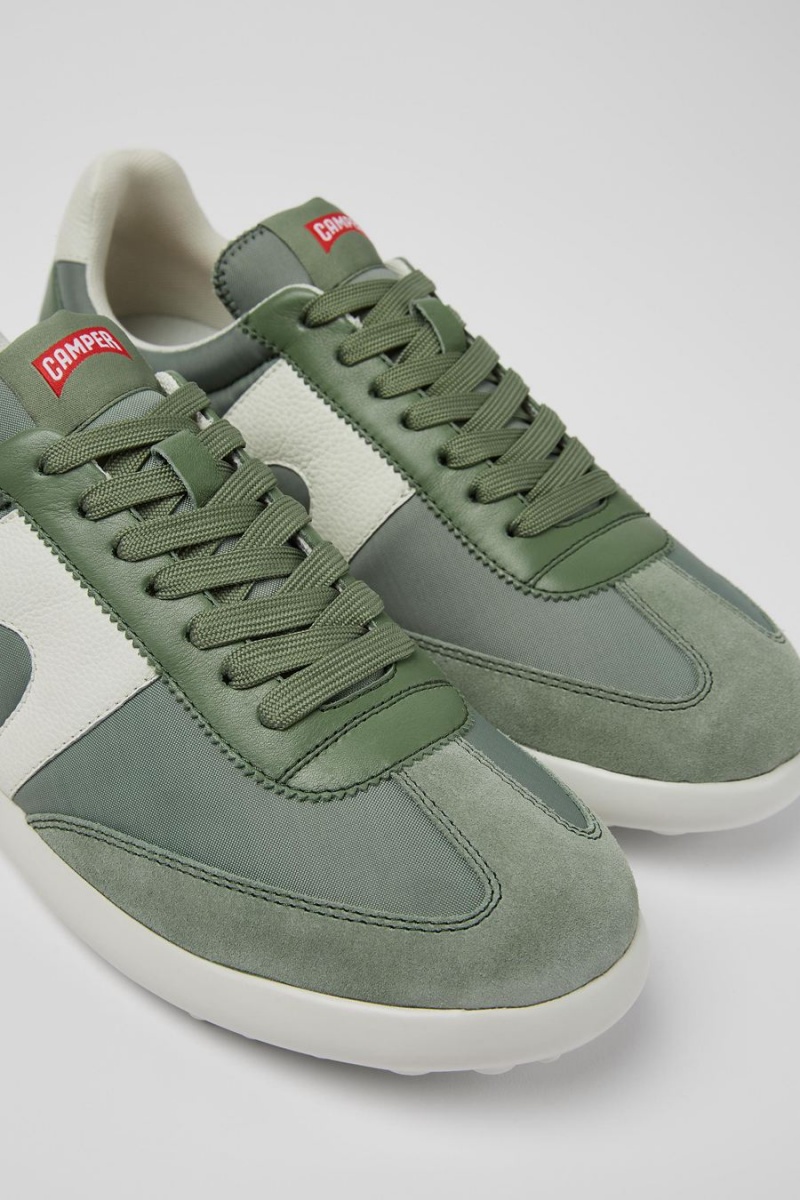 Green Men's Camper Pelotas Xlite Textile Leather Sneakers | 8764250-QV