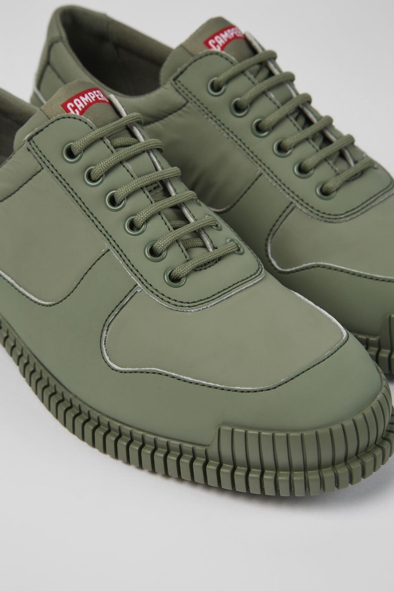 Green Men's Camper Pix Recycled Leather Sneakers | 2803419-OH