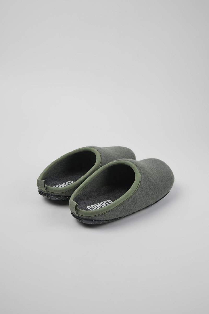 Green Men's Camper Wabi Wool Slippers | 8534710-YF