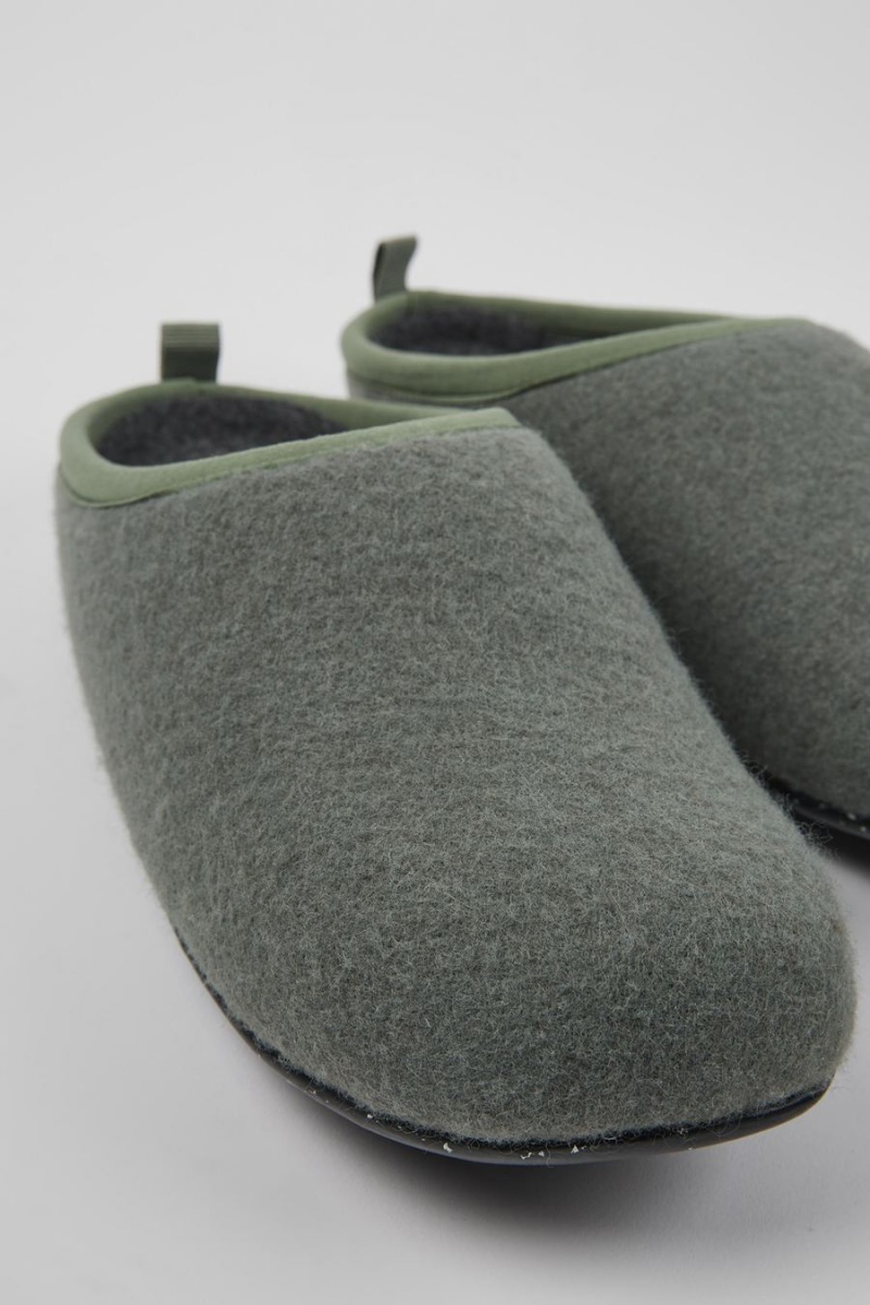 Green Men's Camper Wabi Wool Slippers | 8534710-YF