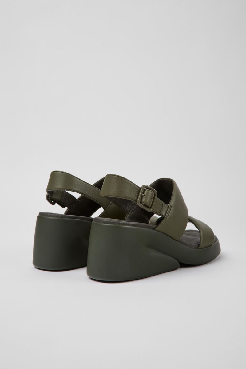 Green Women's Camper Kaah Leather Sandals | 2859371-PZ