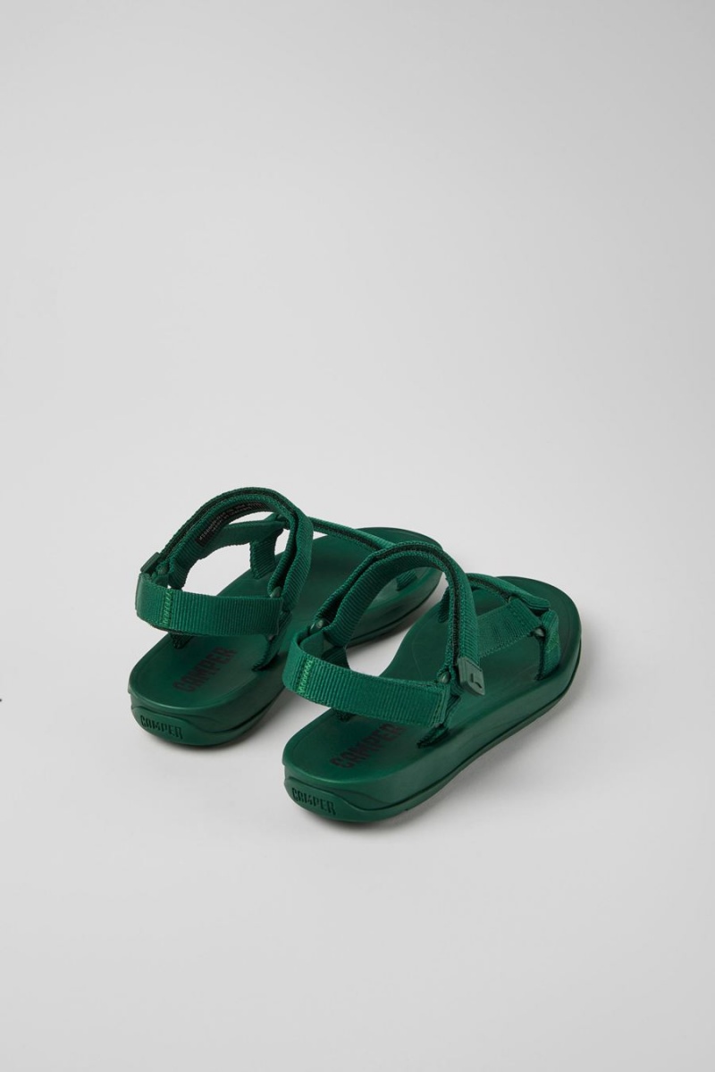 Green Women's Camper Match Textile Sandals | 0579431-TL