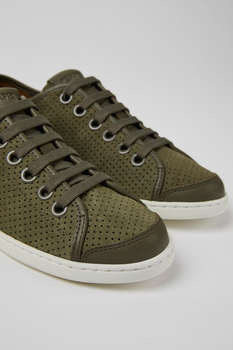 Green Women's Camper Uno Nubuck Leather Sneakers | 8247930-AS