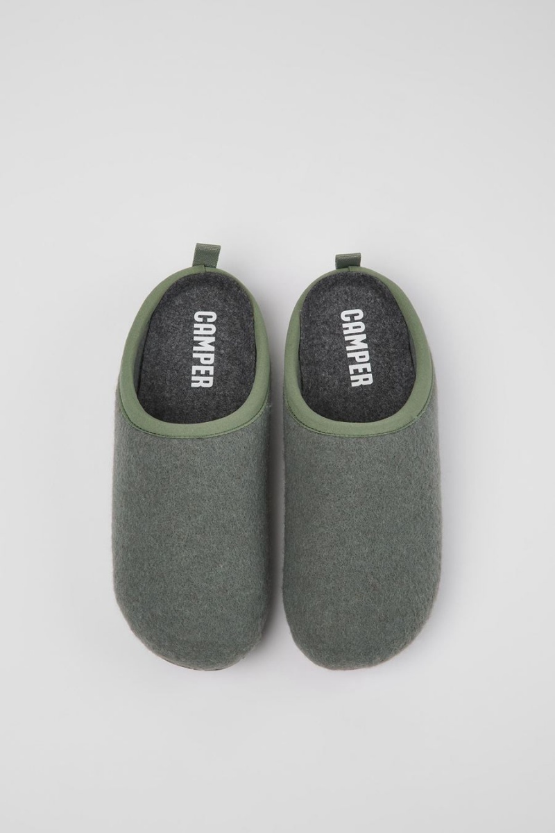 Green Women's Camper Wabi Wool Slippers | 4706923-AX