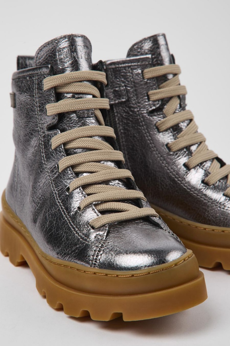 Grey Girls' Camper Brutus Leather Ankle Boots | 4986251-RM