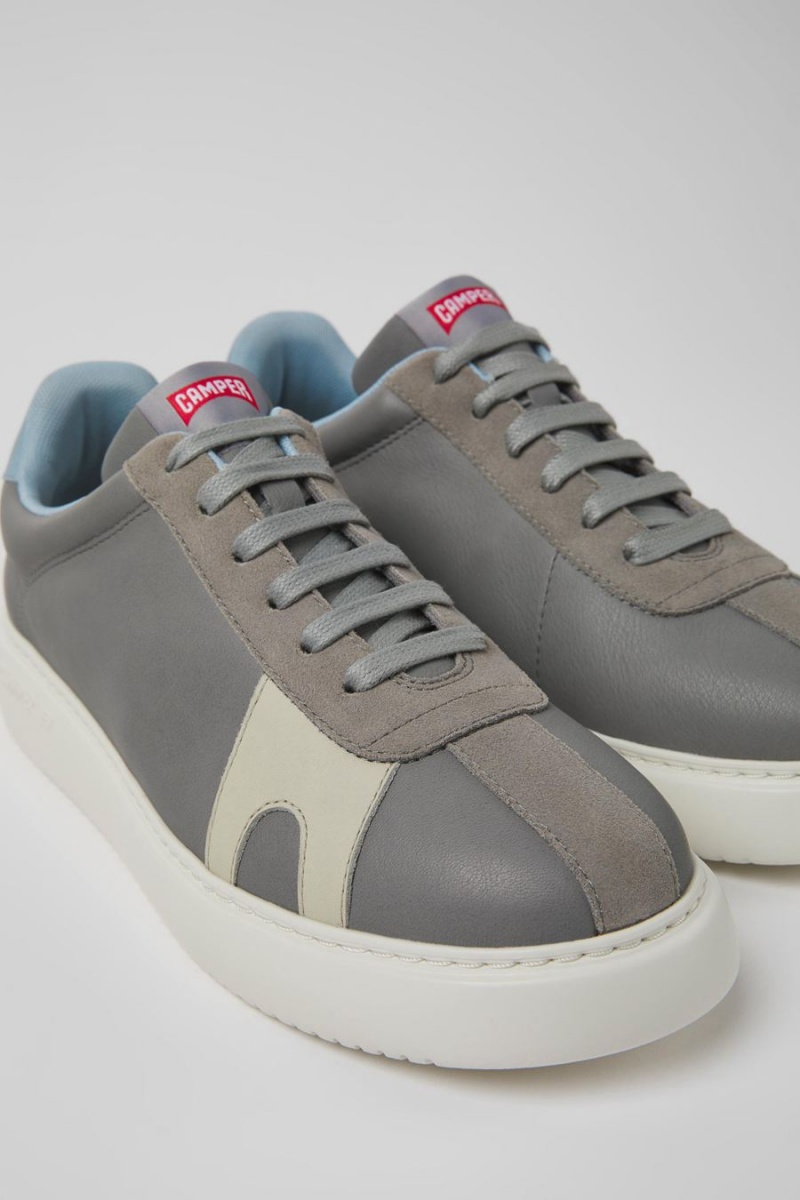 Grey Men's Camper Runner K21 Leather Nubuck Sneakers | 0978213-ZD