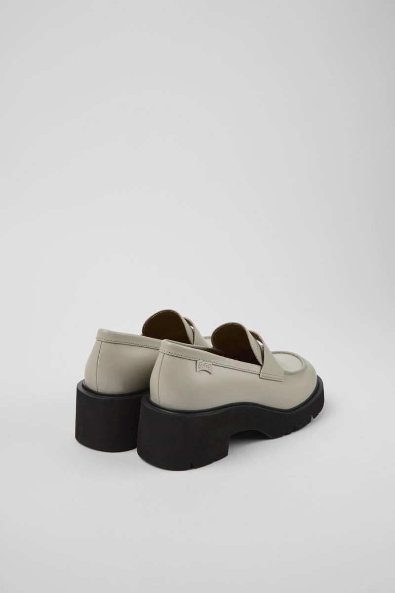 Grey Women's Camper Milah Leather Loafers | 0513689-OC