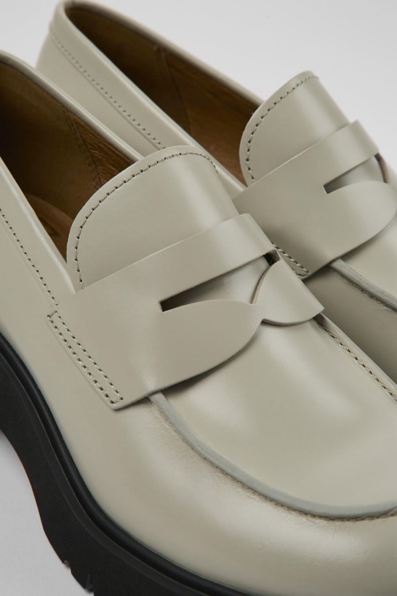 Grey Women's Camper Milah Leather Loafers | 0513689-OC