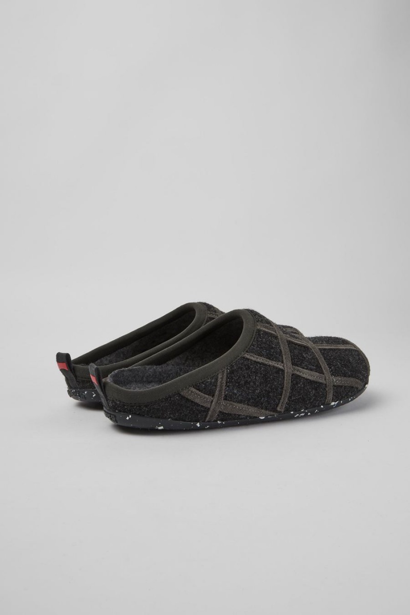 Grey Women's Camper Twins Wool Slippers | 6851320-ZI