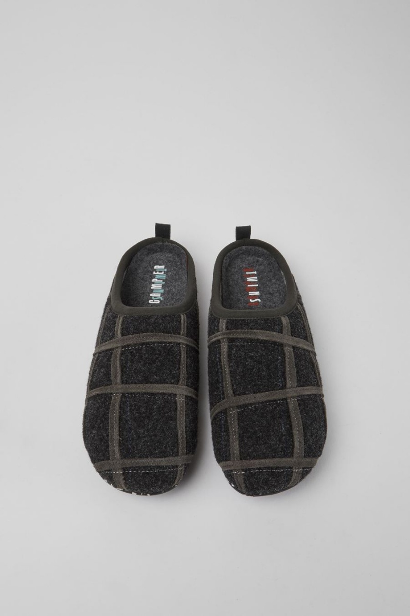 Grey Women's Camper Twins Wool Slippers | 6851320-ZI