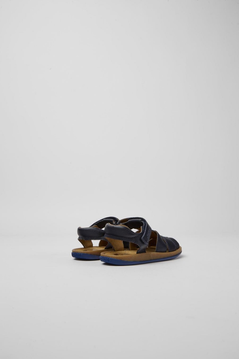 Navy Boys' Camper Bicho Leather Sandals | 0873921-QE