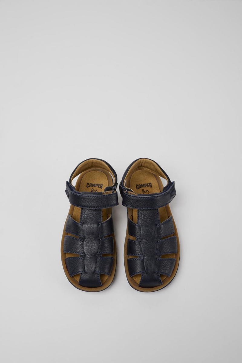 Navy Boys' Camper Bicho Leather Sandals | 0873921-QE