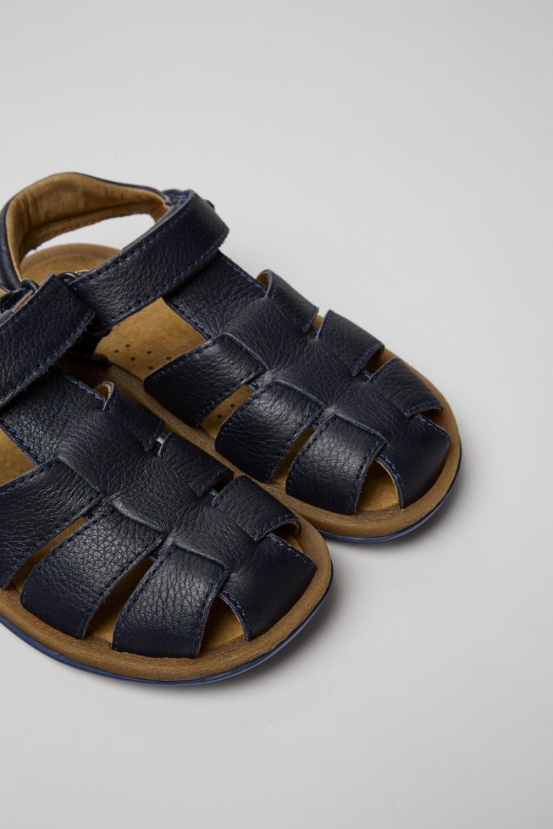 Navy Boys' Camper Bicho Leather Sandals | 0873921-QE