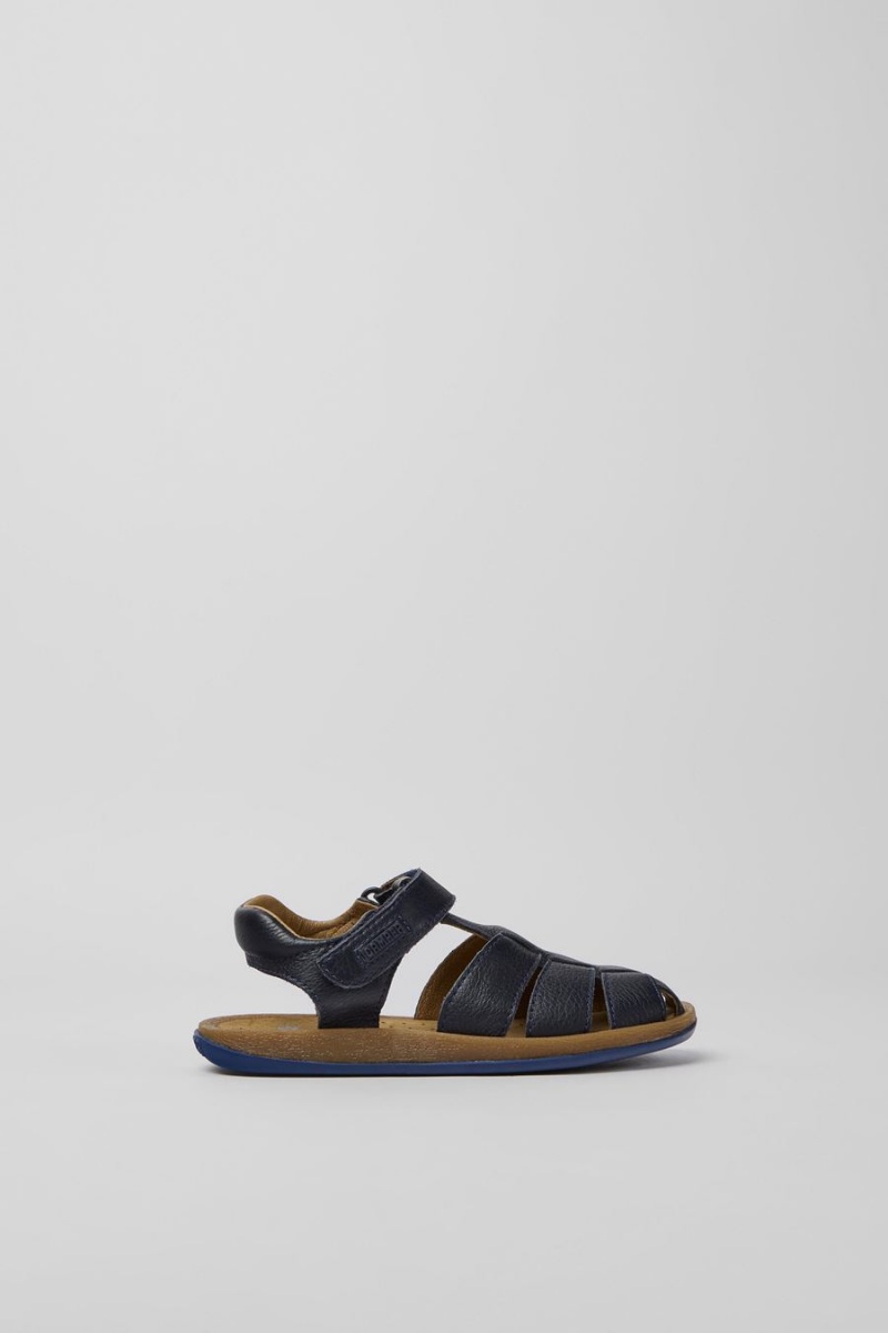 Navy Boys\' Camper Bicho Leather Sandals | 0873921-QE