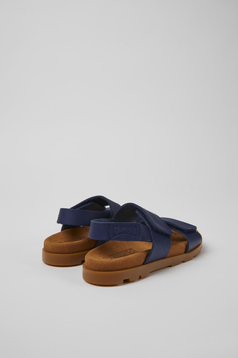 Navy Boys' Camper Brutus Leather Sandals | 0876391-KL