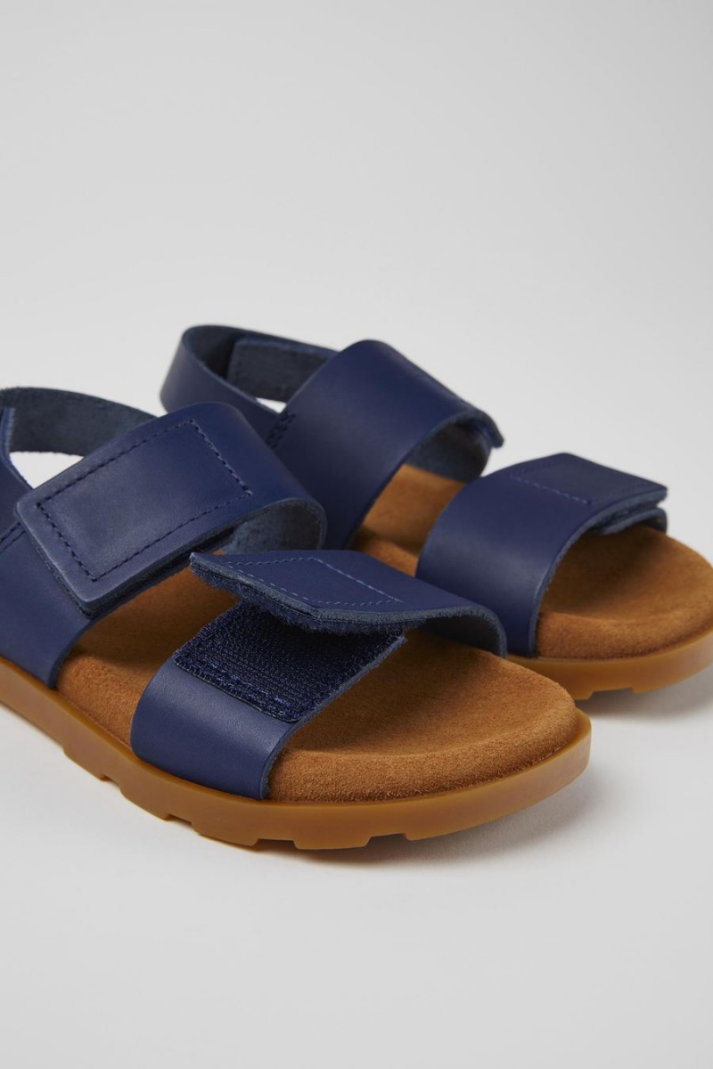 Navy Boys' Camper Brutus Leather Sandals | 0876391-KL