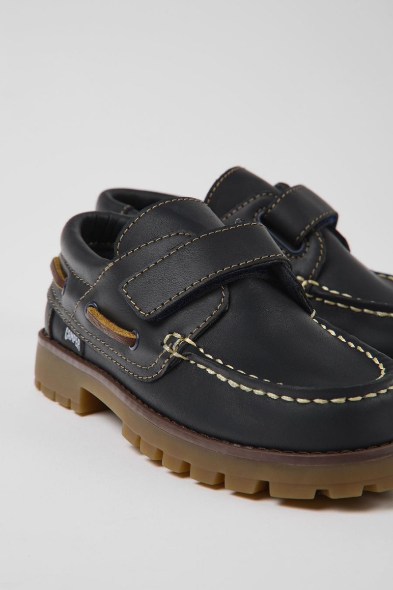 Navy Boys' Camper Compas Leather Slip On | 4710896-YN