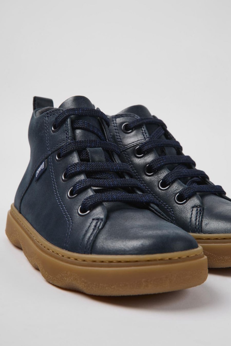 Navy Boys' Camper Leather Ankle Boots | 2375801-JW