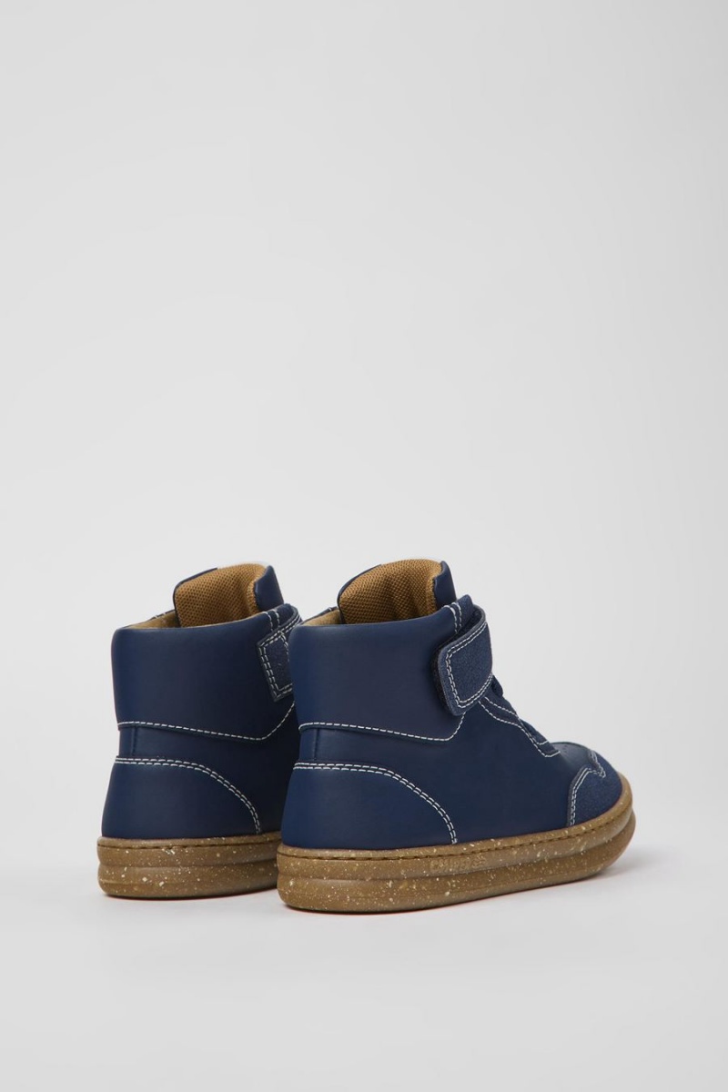 Navy Boys' Camper Runner Leather Nubuck Ankle Boots | 4619580-OB